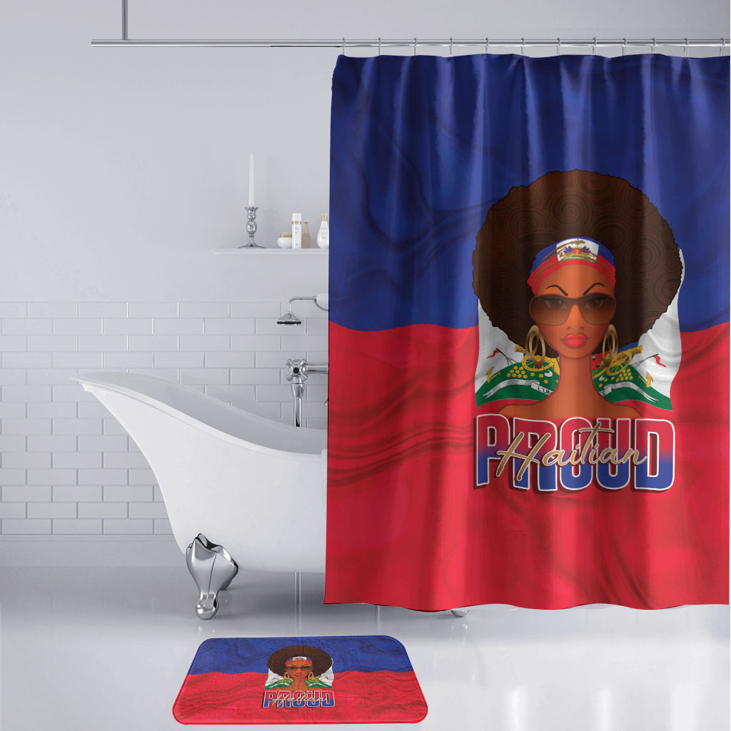 Haiti Flag Day Bathroom Set Haitian Women Proud Flag Wave Style
