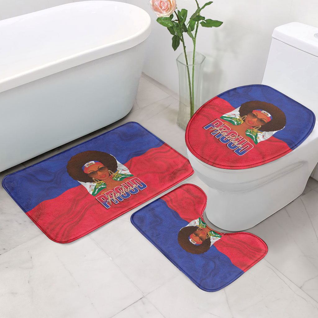 Haiti Flag Day Bathroom Set Haitian Women Proud Flag Wave Style