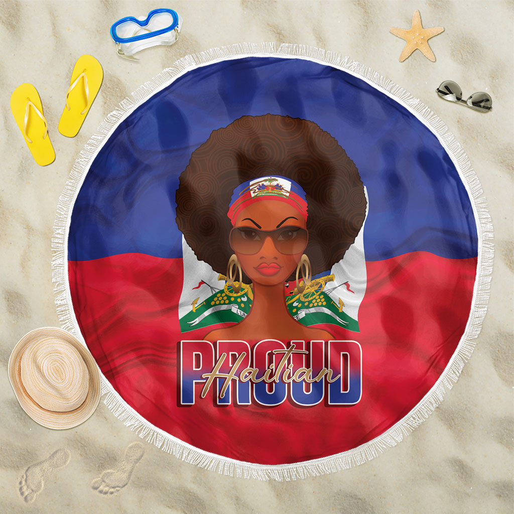 Haiti Flag Day Beach Blanket Haitian Women Proud Flag Wave Style