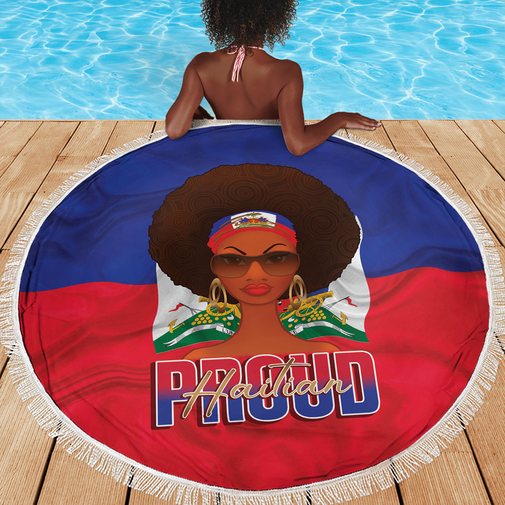 Haiti Flag Day Beach Blanket Haitian Women Proud Flag Wave Style