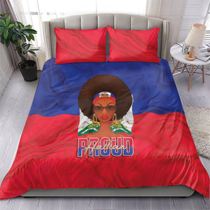 Haiti Flag Day Bedding Set Haitian Women Proud Flag Wave Style