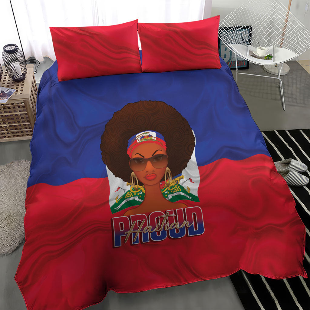 Haiti Flag Day Bedding Set Haitian Women Proud Flag Wave Style
