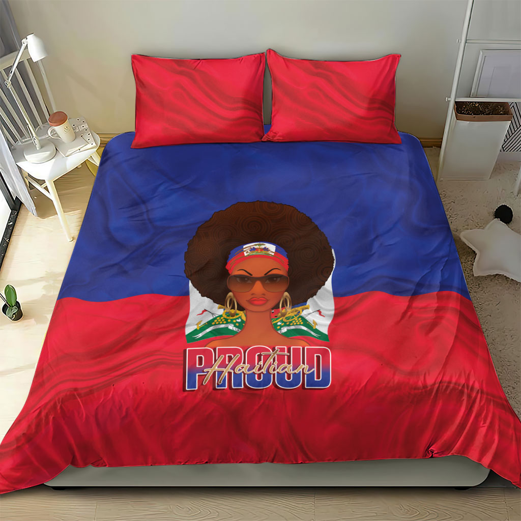 Haiti Flag Day Bedding Set Haitian Women Proud Flag Wave Style