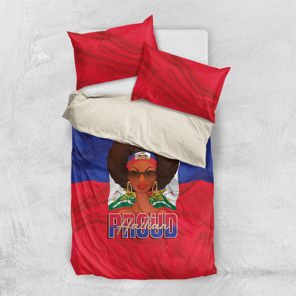 Haiti Flag Day Bedding Set Haitian Women Proud Flag Wave Style