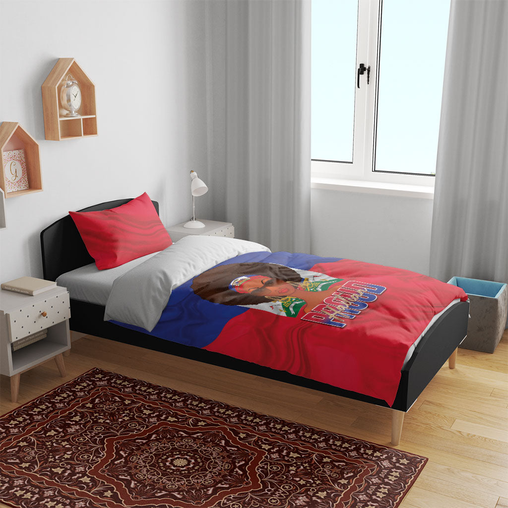 Haiti Flag Day Bedding Set Haitian Women Proud Flag Wave Style