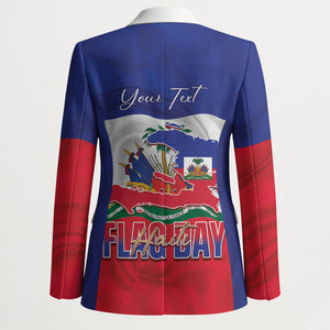 Personalized Haiti Flag Day Blazer Haitian Women Proud Flag Wave Style
