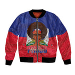 Personalized Haiti Flag Day Bomber Jacket Haitian Women Proud Flag Wave Style