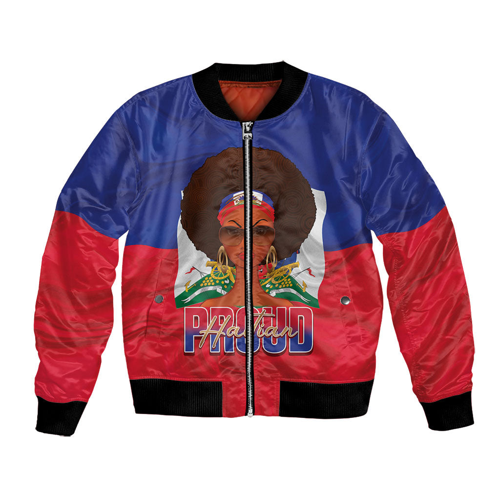 Personalized Haiti Flag Day Bomber Jacket Haitian Women Proud Flag Wave Style