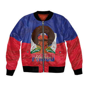 Personalized Haiti Flag Day Bomber Jacket Haitian Women Proud Flag Wave Style
