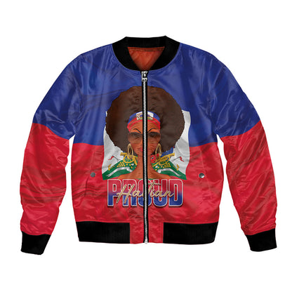 Personalized Haiti Flag Day Bomber Jacket Haitian Women Proud Flag Wave Style