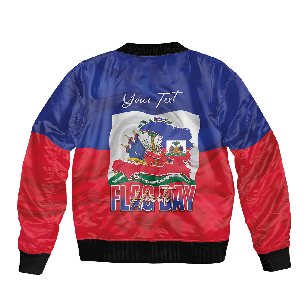 Personalized Haiti Flag Day Bomber Jacket Haitian Women Proud Flag Wave Style