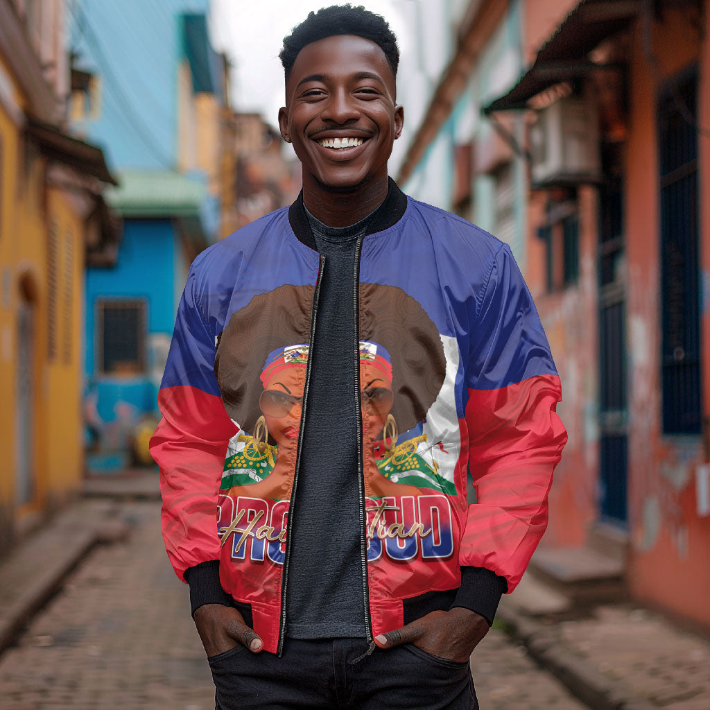 Personalized Haiti Flag Day Bomber Jacket Haitian Women Proud Flag Wave Style