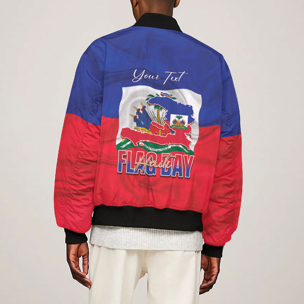 Personalized Haiti Flag Day Bomber Jacket Haitian Women Proud Flag Wave Style