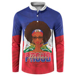 Personalized Haiti Flag Day Button Sweatshirt Haitian Women Proud Flag Wave Style