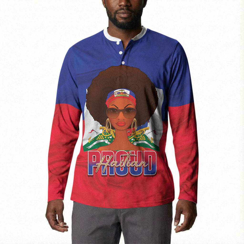 Personalized Haiti Flag Day Button Sweatshirt Haitian Women Proud Flag Wave Style