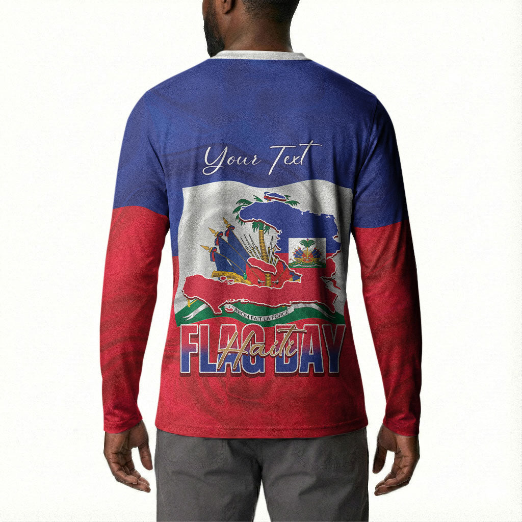 Personalized Haiti Flag Day Button Sweatshirt Haitian Women Proud Flag Wave Style