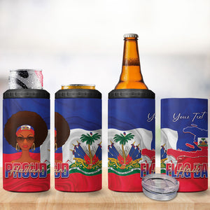 Personalized Haiti Flag Day 4 in 1 Can Cooler Tumbler Haitian Women Proud Flag Wave Style