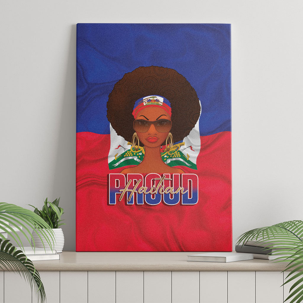 Haiti Flag Day Canvas Wall Art Haitian Women Proud Flag Wave Style