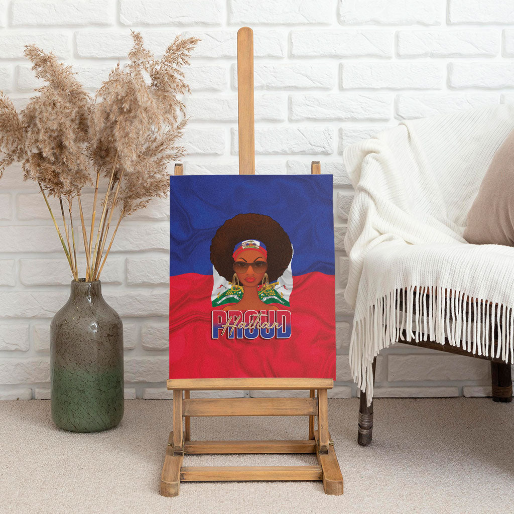 Haiti Flag Day Canvas Wall Art Haitian Women Proud Flag Wave Style