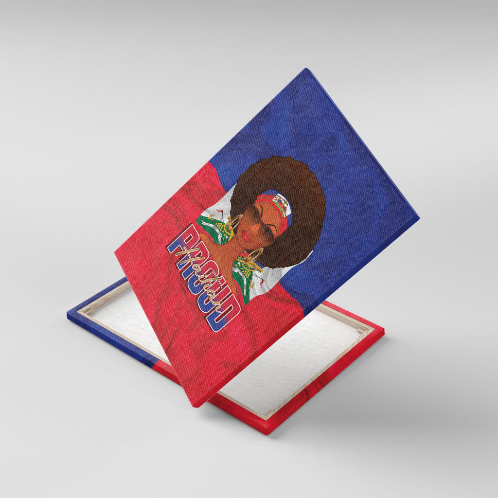 Haiti Flag Day Canvas Wall Art Haitian Women Proud Flag Wave Style