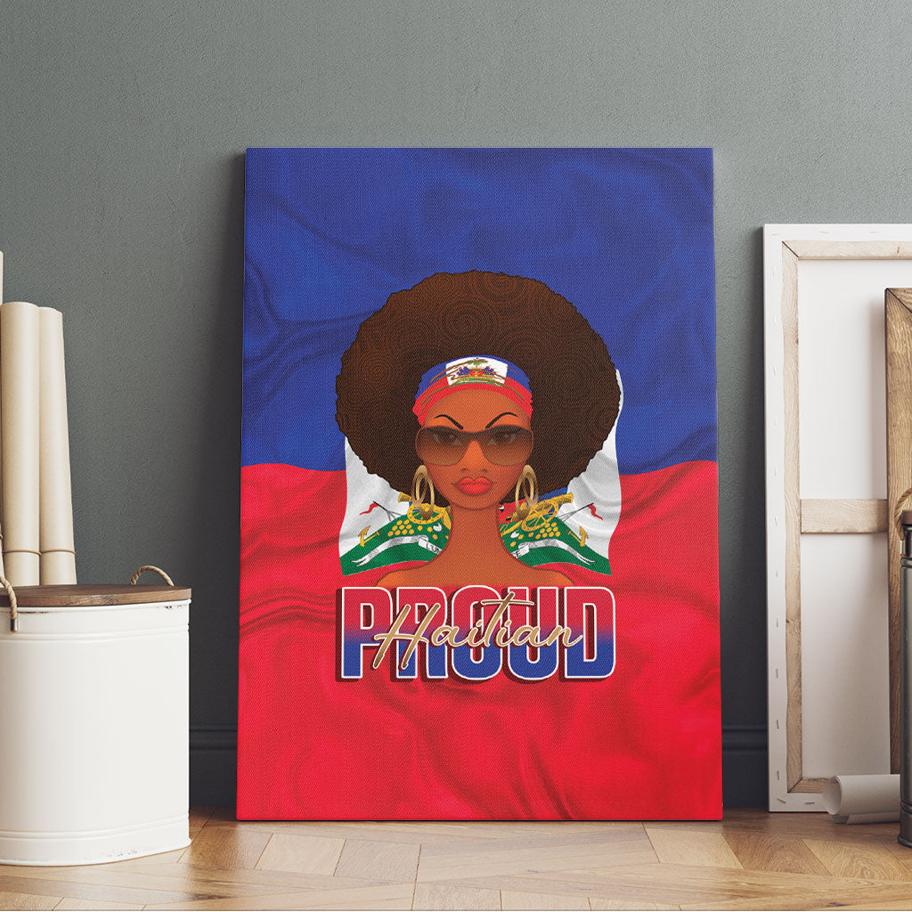Haiti Flag Day Canvas Wall Art Haitian Women Proud Flag Wave Style