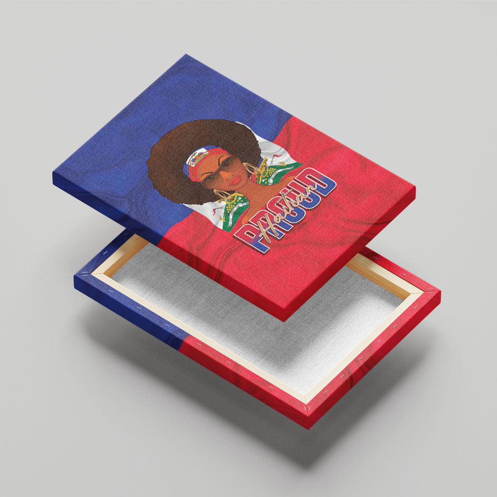 Haiti Flag Day Canvas Wall Art Haitian Women Proud Flag Wave Style
