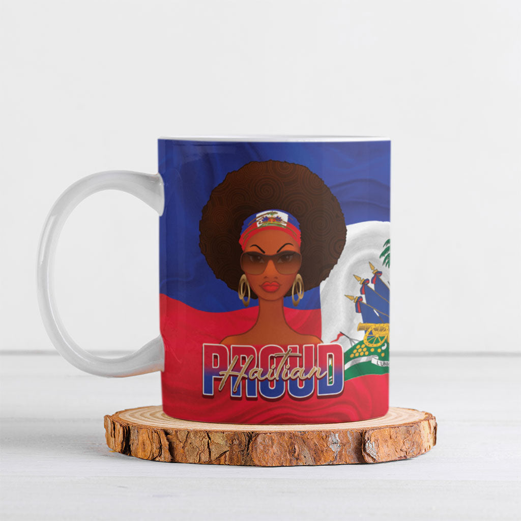 Personalized Haiti Flag Day Ceramic Mug Haitian Women Proud Flag Wave Style
