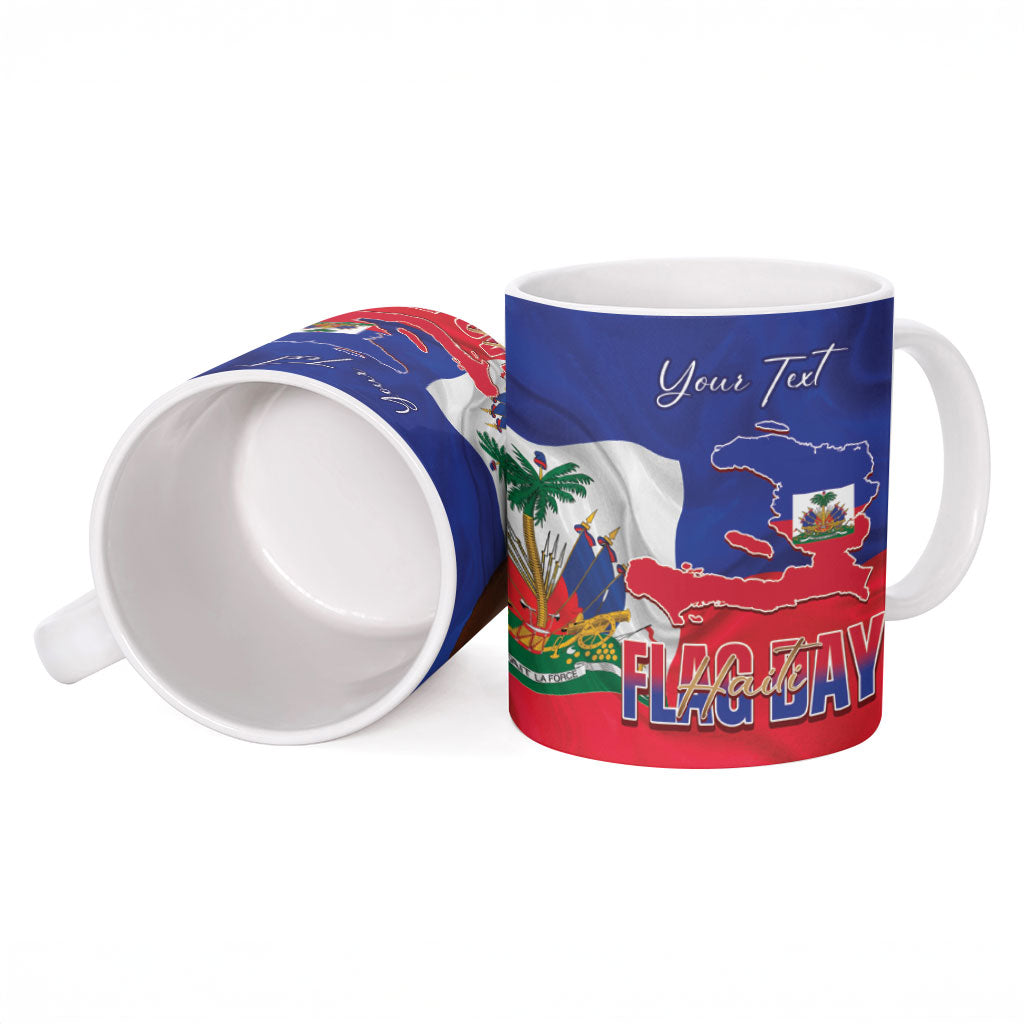Personalized Haiti Flag Day Ceramic Mug Haitian Women Proud Flag Wave Style