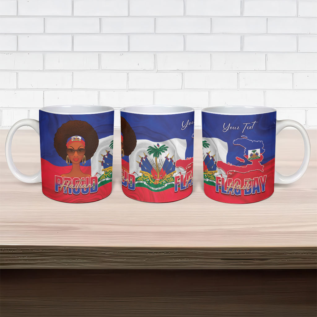 Personalized Haiti Flag Day Ceramic Mug Haitian Women Proud Flag Wave Style