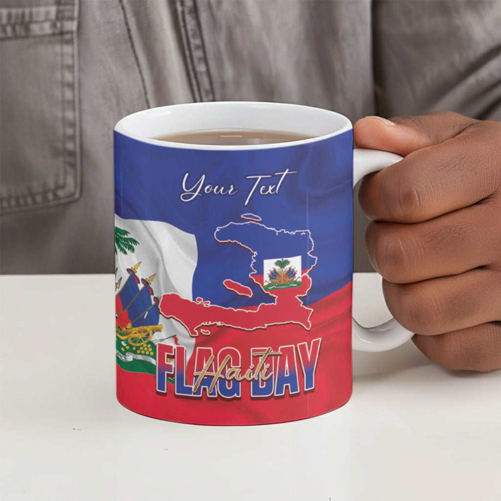 Personalized Haiti Flag Day Ceramic Mug Haitian Women Proud Flag Wave Style