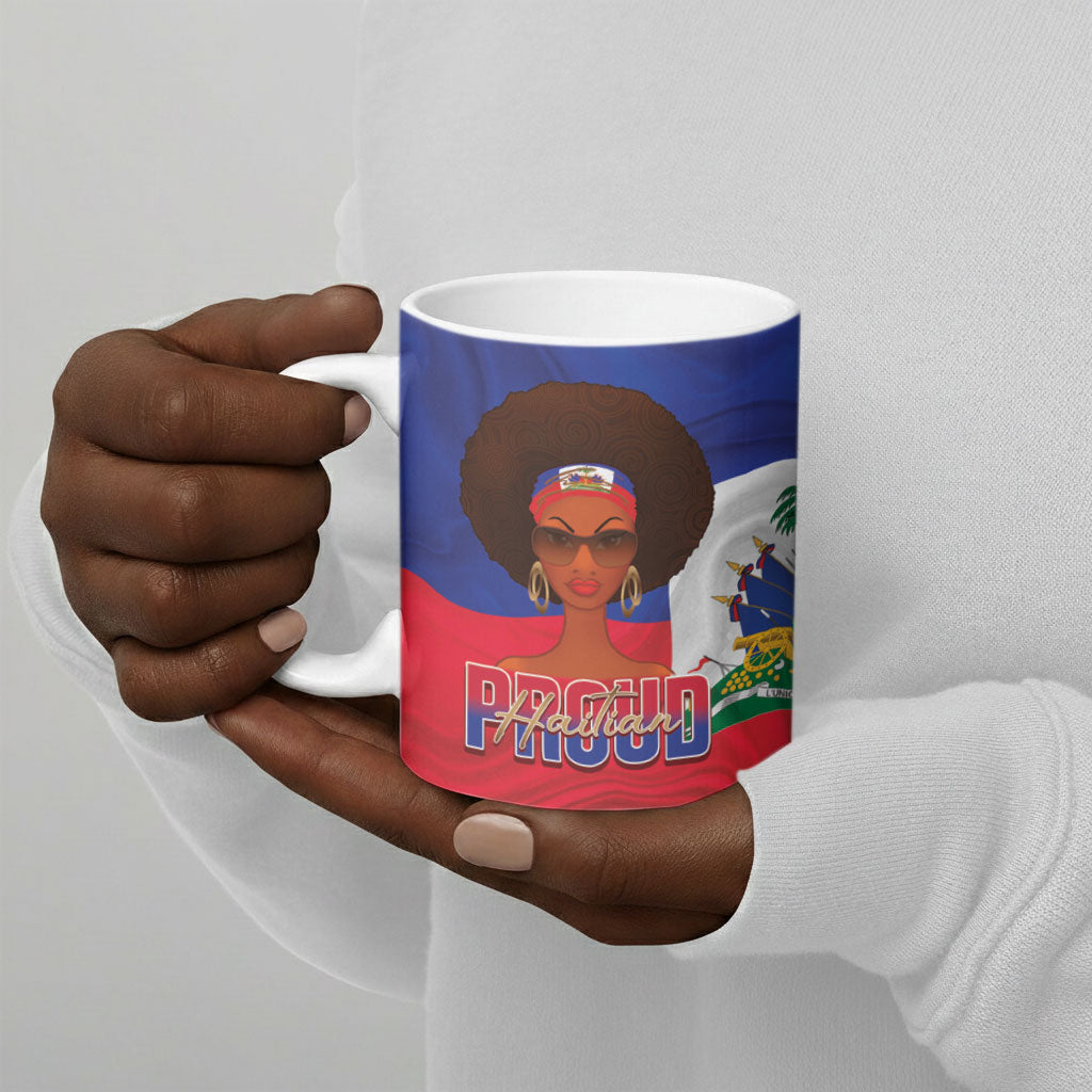 Personalized Haiti Flag Day Ceramic Mug Haitian Women Proud Flag Wave Style