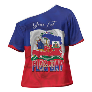 Personalized Haiti Flag Day Cross Shoulder Shirt Haitian Women Proud Flag Wave Style