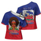 Personalized Haiti Flag Day Cross Shoulder Shirt Haitian Women Proud Flag Wave Style