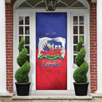 Personalized Haiti Flag Day Door Cover Haitian Women Proud Flag Wave Style
