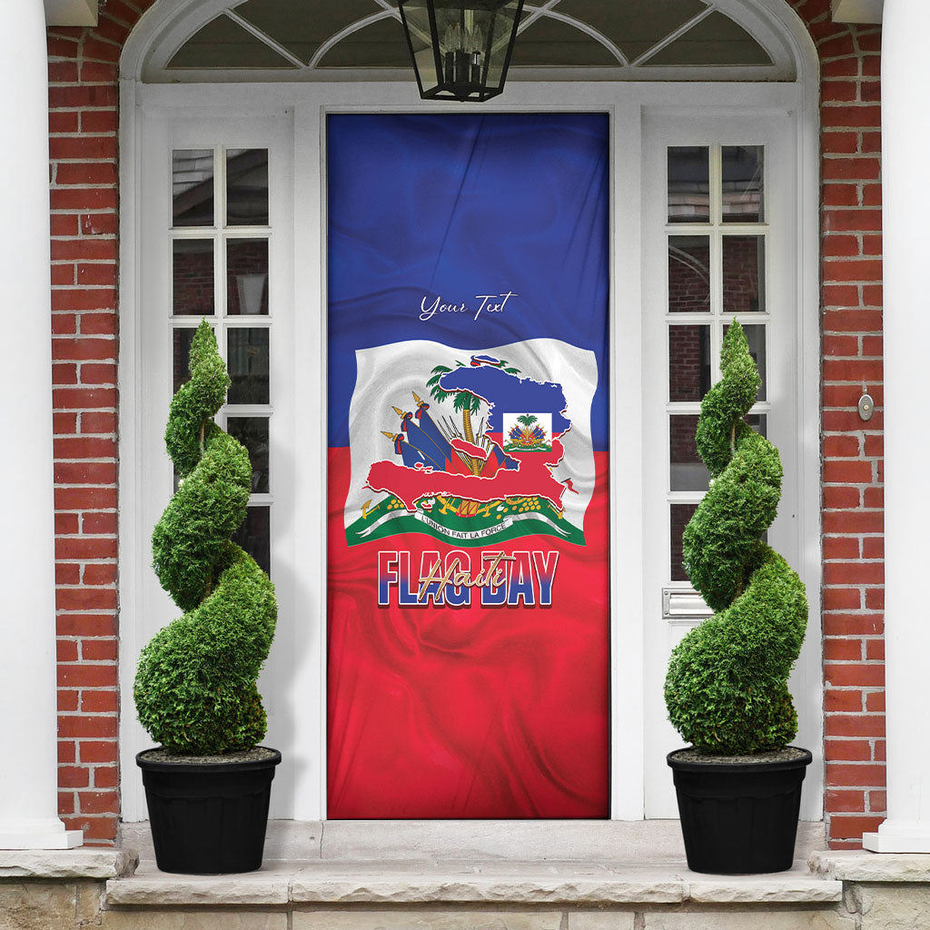 Personalized Haiti Flag Day Door Cover Haitian Women Proud Flag Wave Style