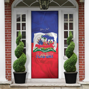 Personalized Haiti Flag Day Door Cover Haitian Women Proud Flag Wave Style