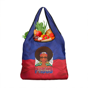 Haiti Flag Day Grocery Bag Haitian Women Proud Flag Wave Style