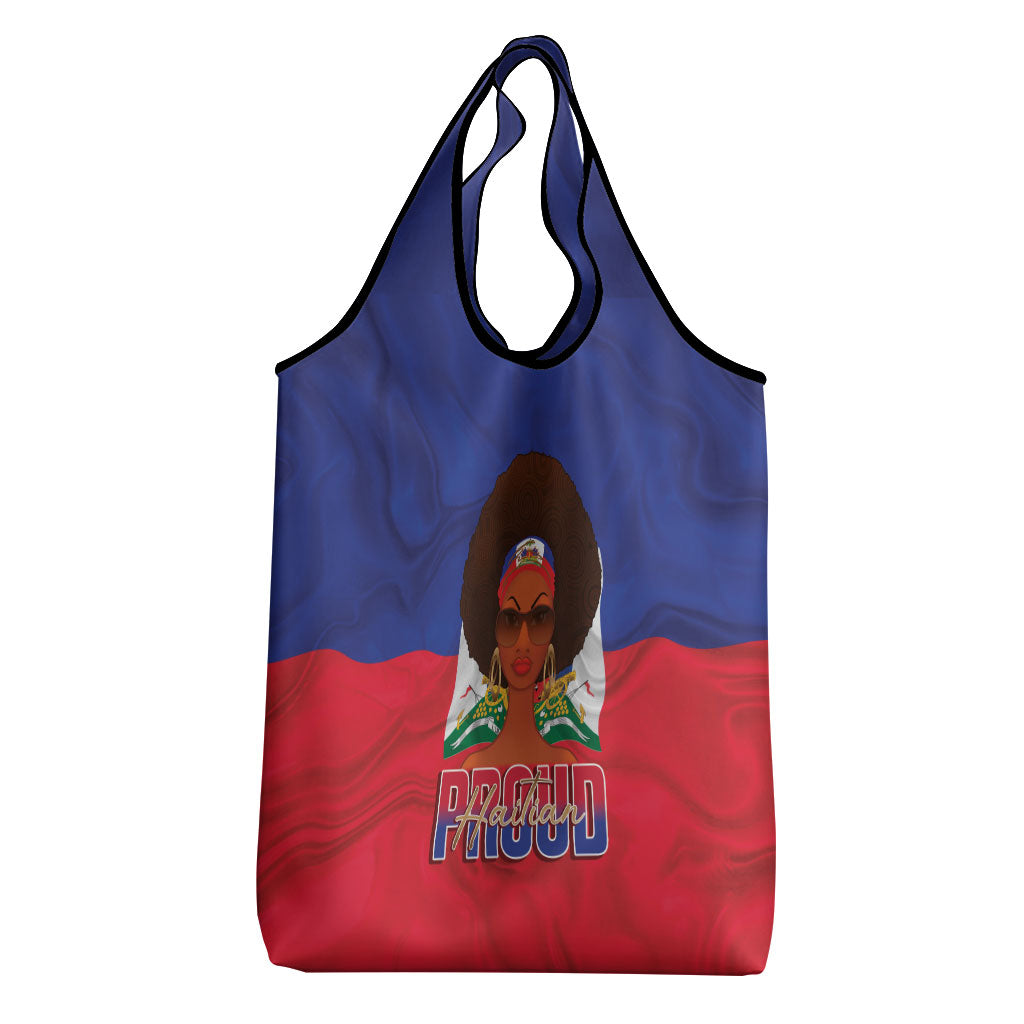 Haiti Flag Day Grocery Bag Haitian Women Proud Flag Wave Style