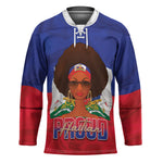 Personalized Haiti Flag Day Hockey Jersey Haitian Women Proud Flag Wave Style