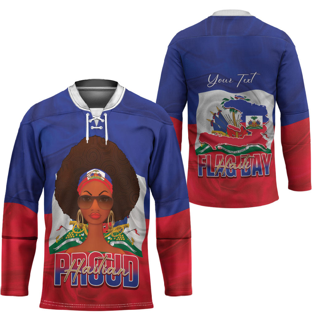 Personalized Haiti Flag Day Hockey Jersey Haitian Women Proud Flag Wave Style