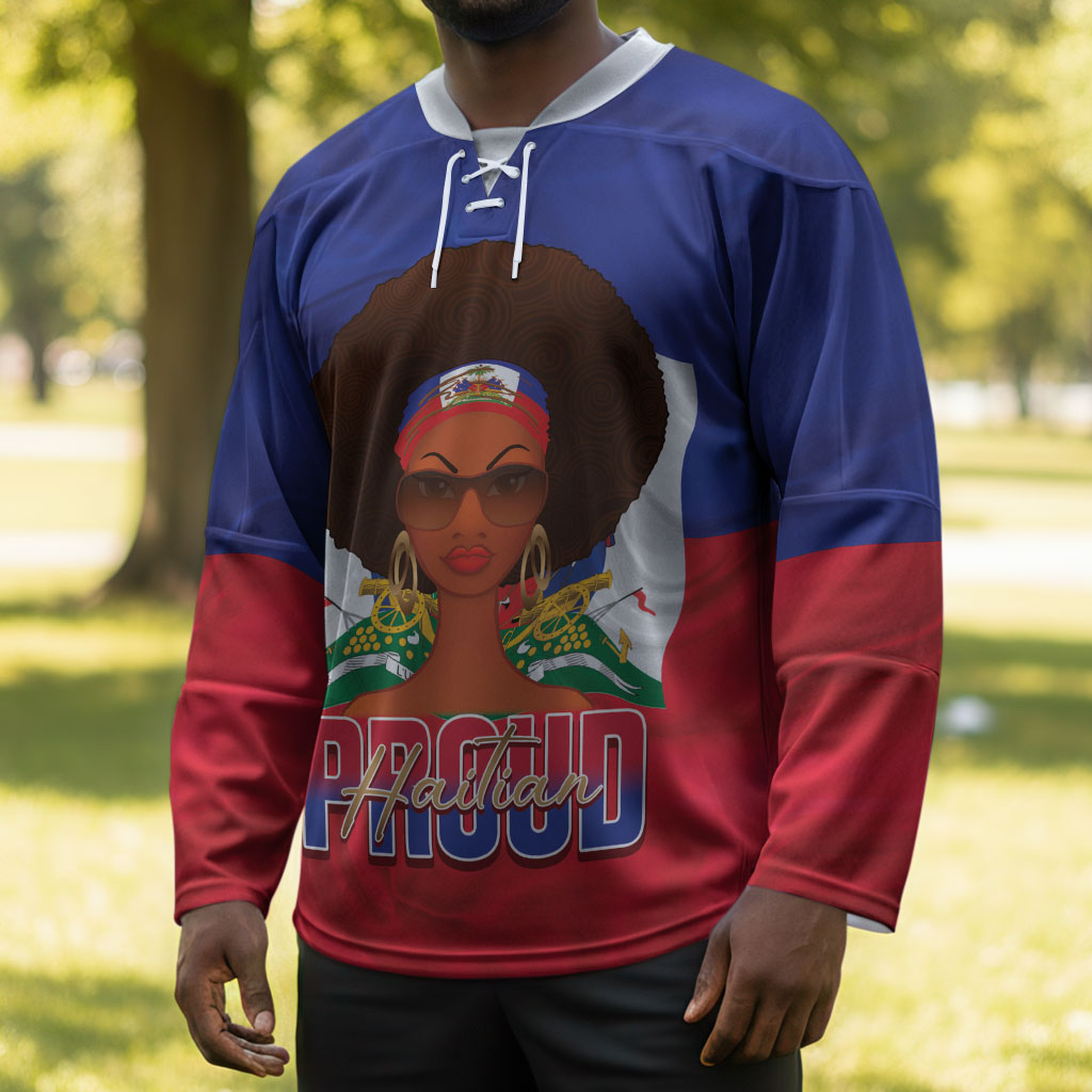 Personalized Haiti Flag Day Hockey Jersey Haitian Women Proud Flag Wave Style