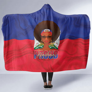 Haiti Flag Day Hooded Blanket Haitian Women Proud Flag Wave Style