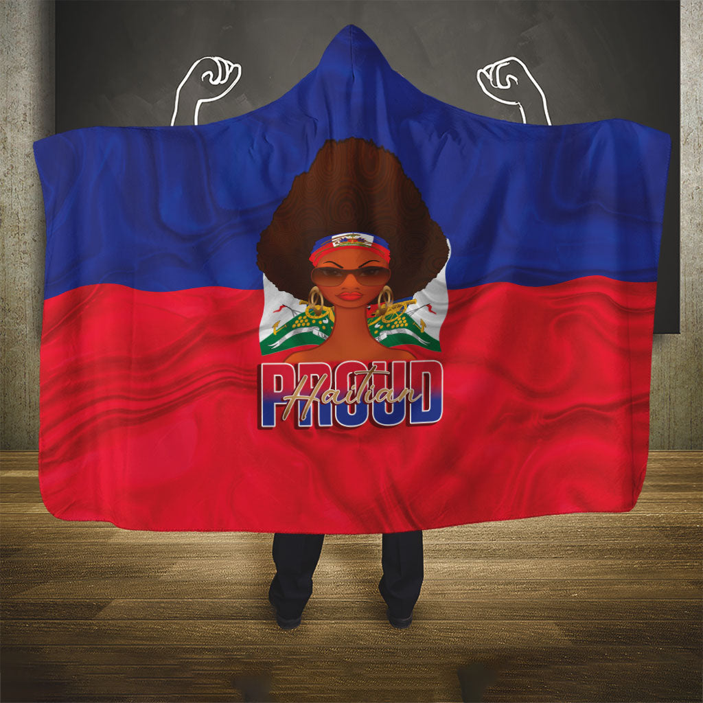 Haiti Flag Day Hooded Blanket Haitian Women Proud Flag Wave Style