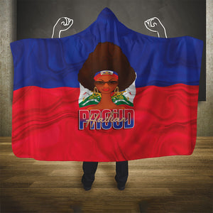 Haiti Flag Day Hooded Blanket Haitian Women Proud Flag Wave Style