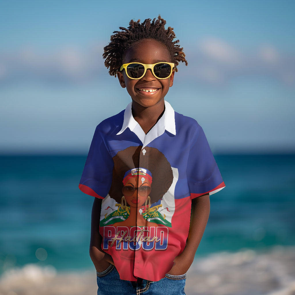 Personalized Haiti Flag Day Kid Hawaiian Shirt Haitian Women Proud Flag Wave Style