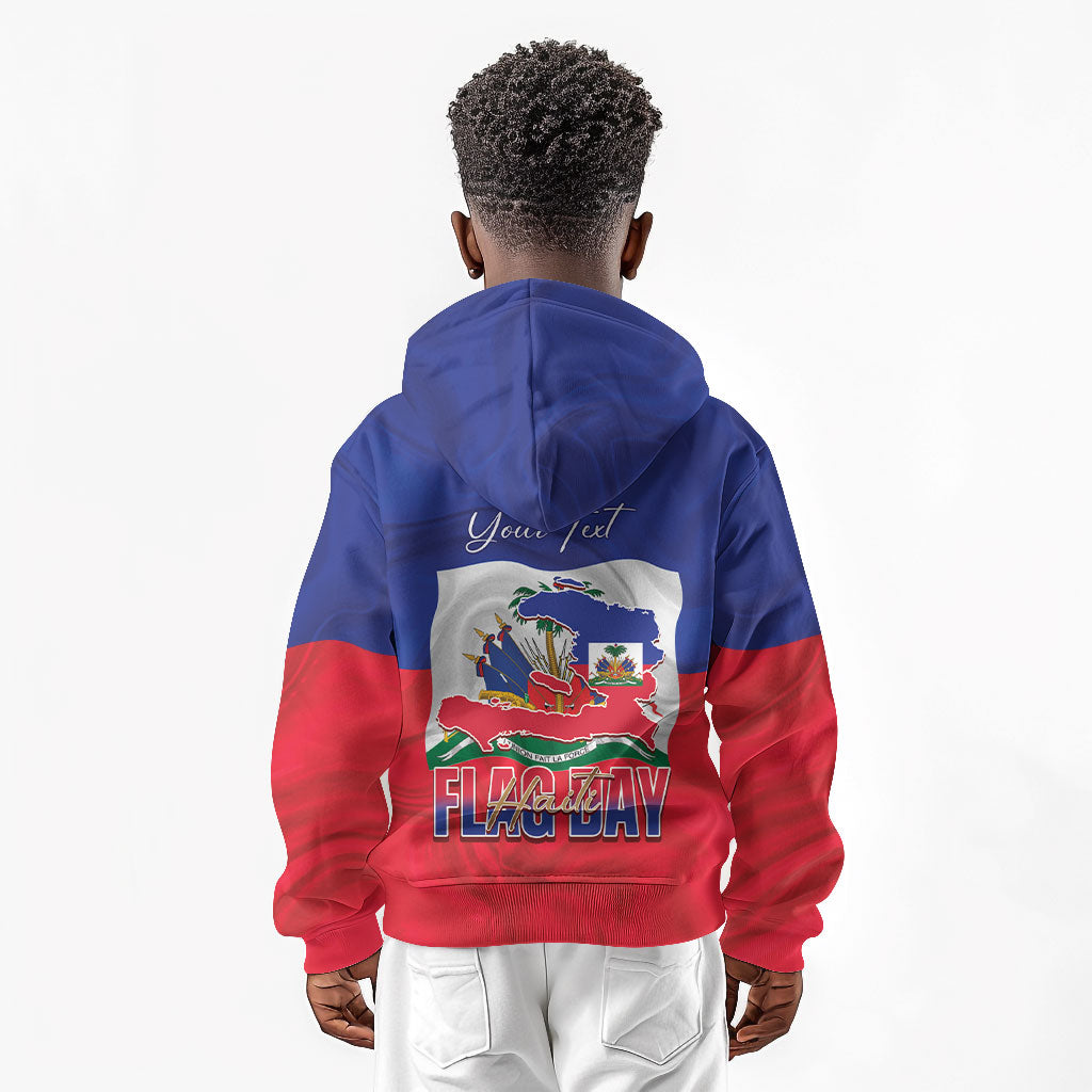 Personalized Haiti Flag Day Kid Hoodie Haitian Women Proud Flag Wave Style