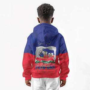 Personalized Haiti Flag Day Kid Hoodie Haitian Women Proud Flag Wave Style