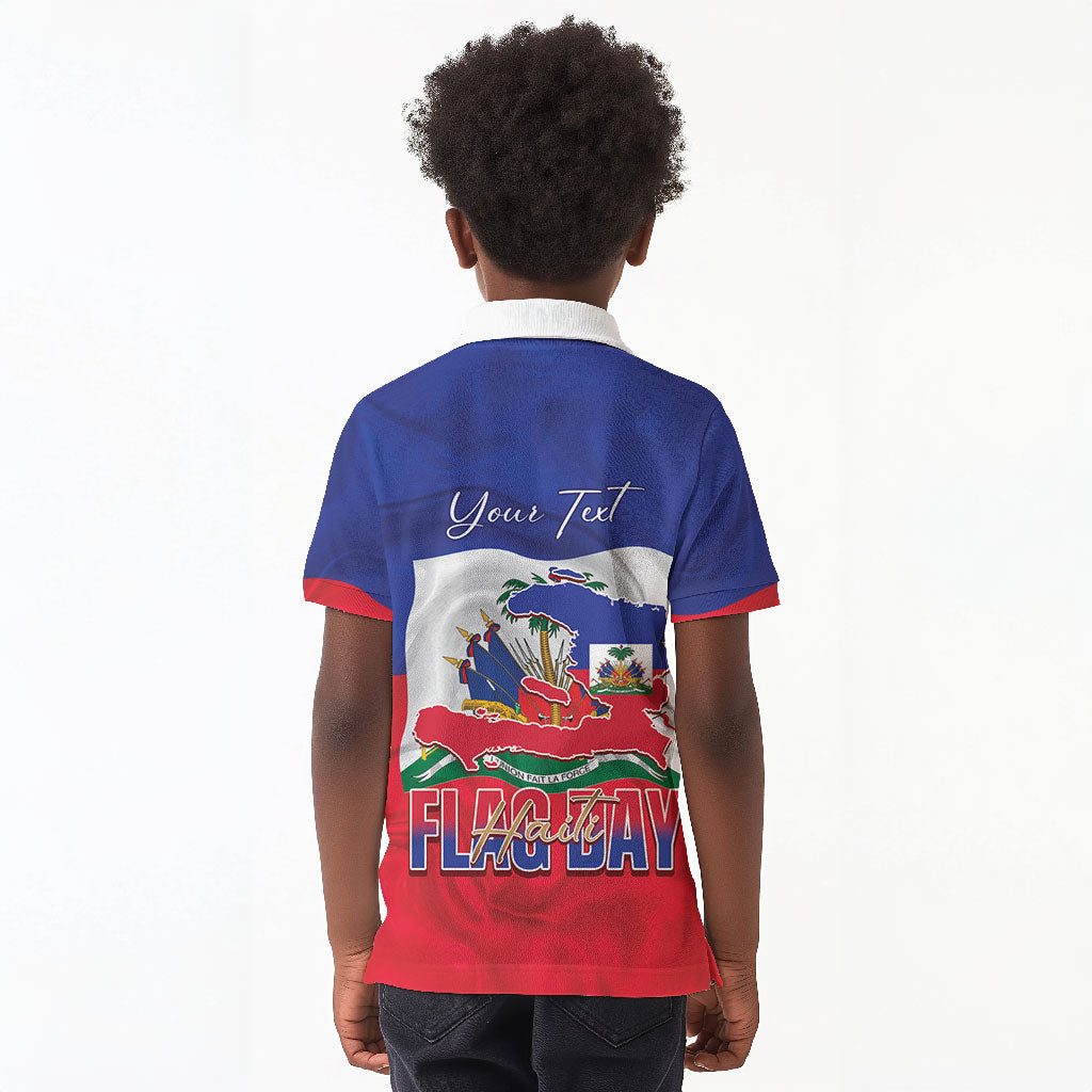 Personalized Haiti Flag Day Kid Polo Shirt Haitian Women Proud Flag Wave Style
