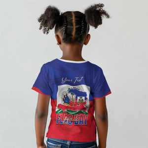 Personalized Haiti Flag Day Kid T shirt Haitian Women Proud Flag Wave Style