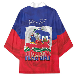 Personalized Haiti Flag Day Kimono Haitian Women Proud Flag Wave Style